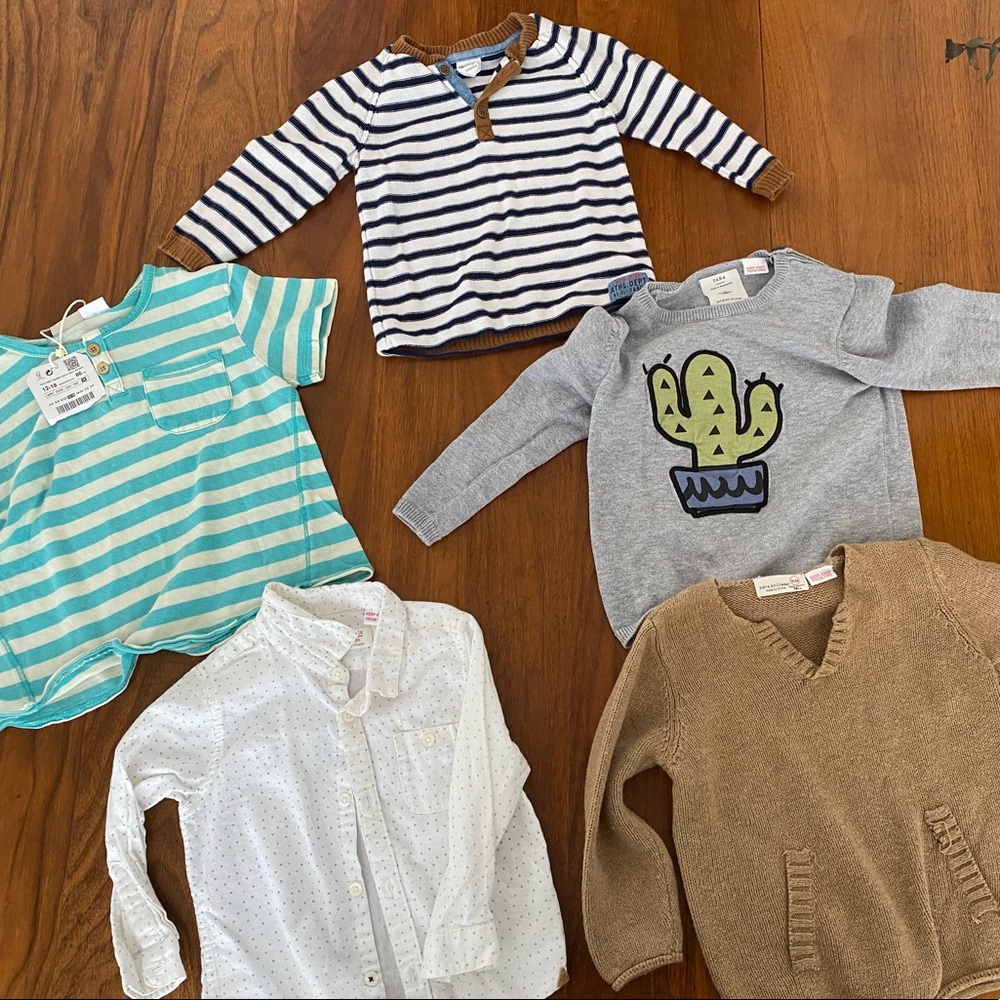 Bundle of four Zara boys tops and one H&M sweater